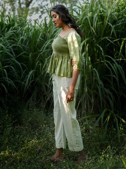 Erelah Set - Top and Pants Green and Beige