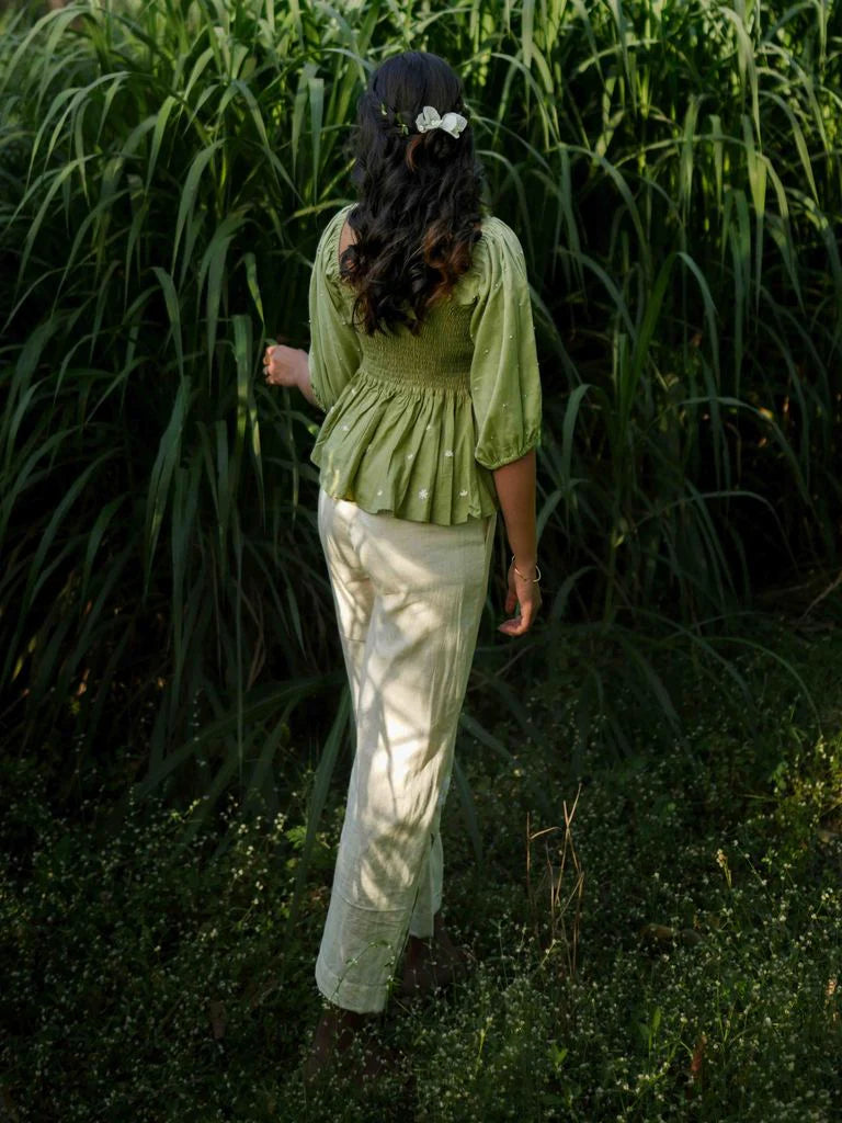 Erelah Set - Top and Pants Green and Beige