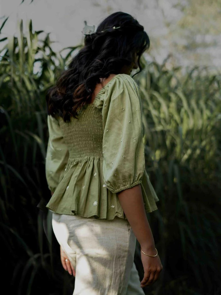 Erelah Set - Top and Pants Green and Beige