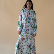 Flower Print Fly Jacket and Long Dress
