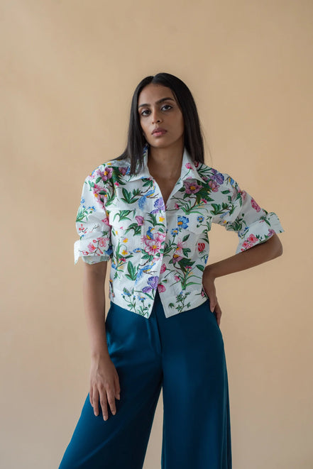 Flower Print Fly Jacket and Long Dress