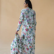Flower Print Fly Jacket and Long Dress