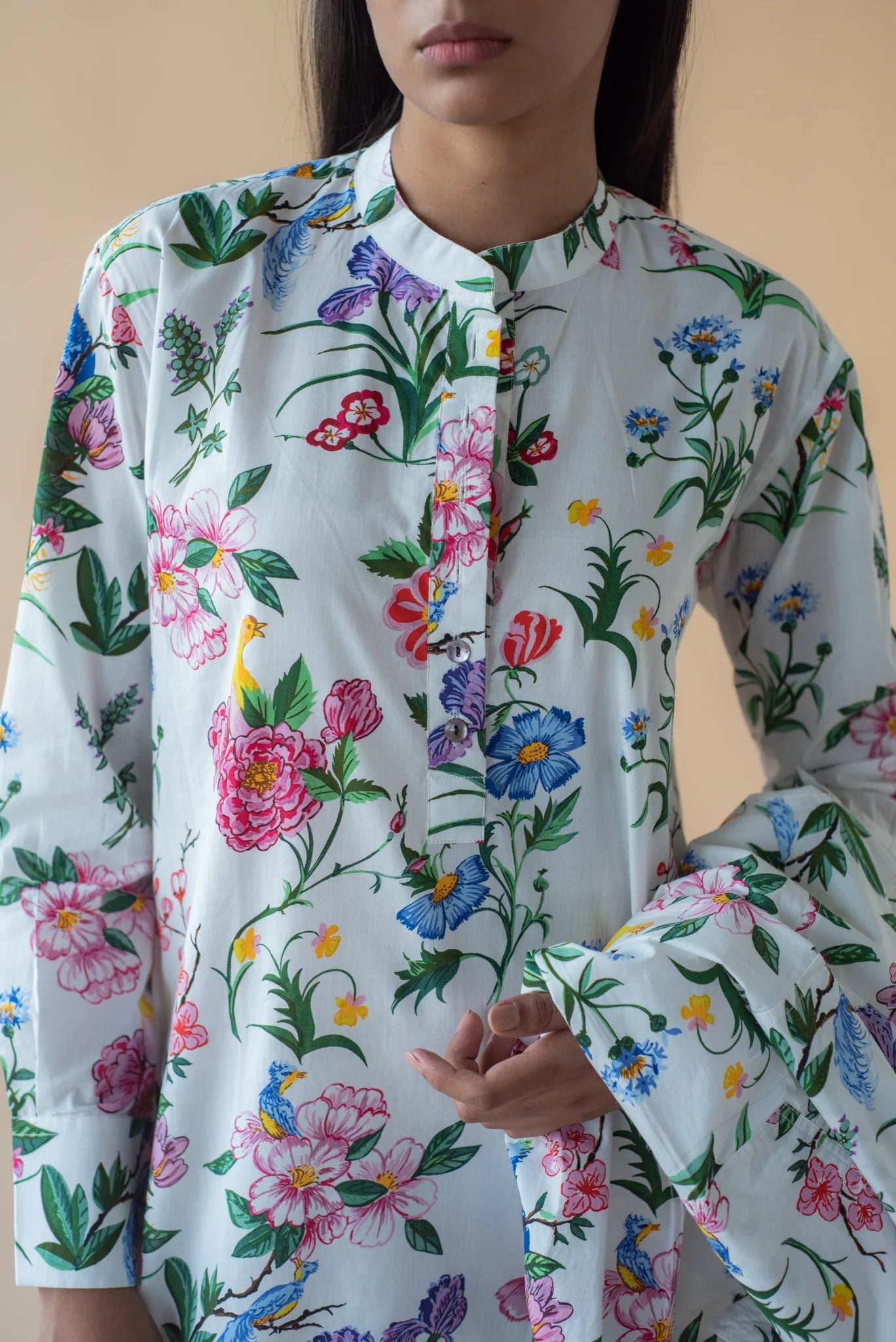 Flower Print Fly Jacket and Long Dress