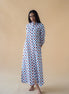 Geometric Print Shirt Dress - Blue/Maroon