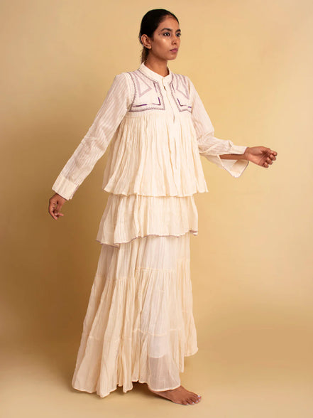Gowda Set (Dress + Jacket) - Beige