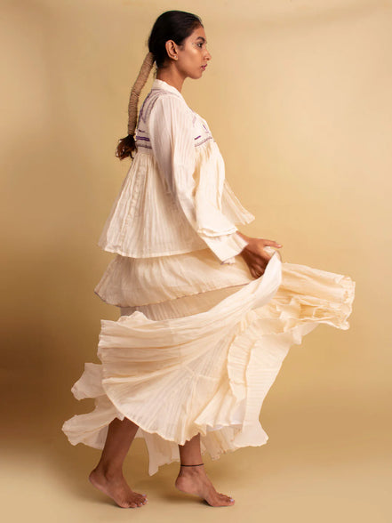 Gowda Set (Dress + Jacket) - Beige