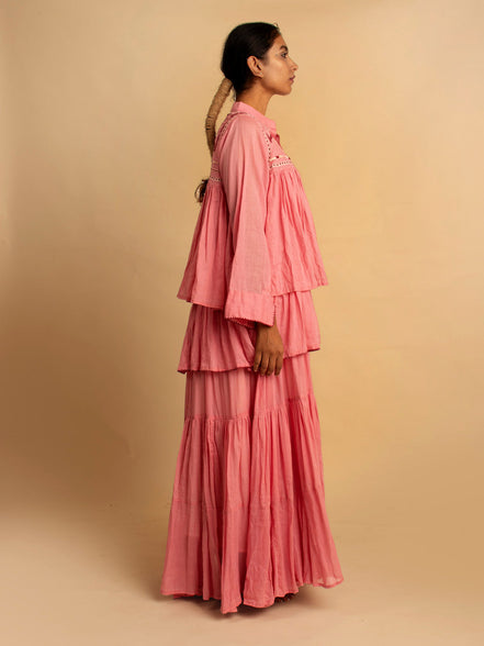 Gowda Set (Dress + Jacket) - Pink