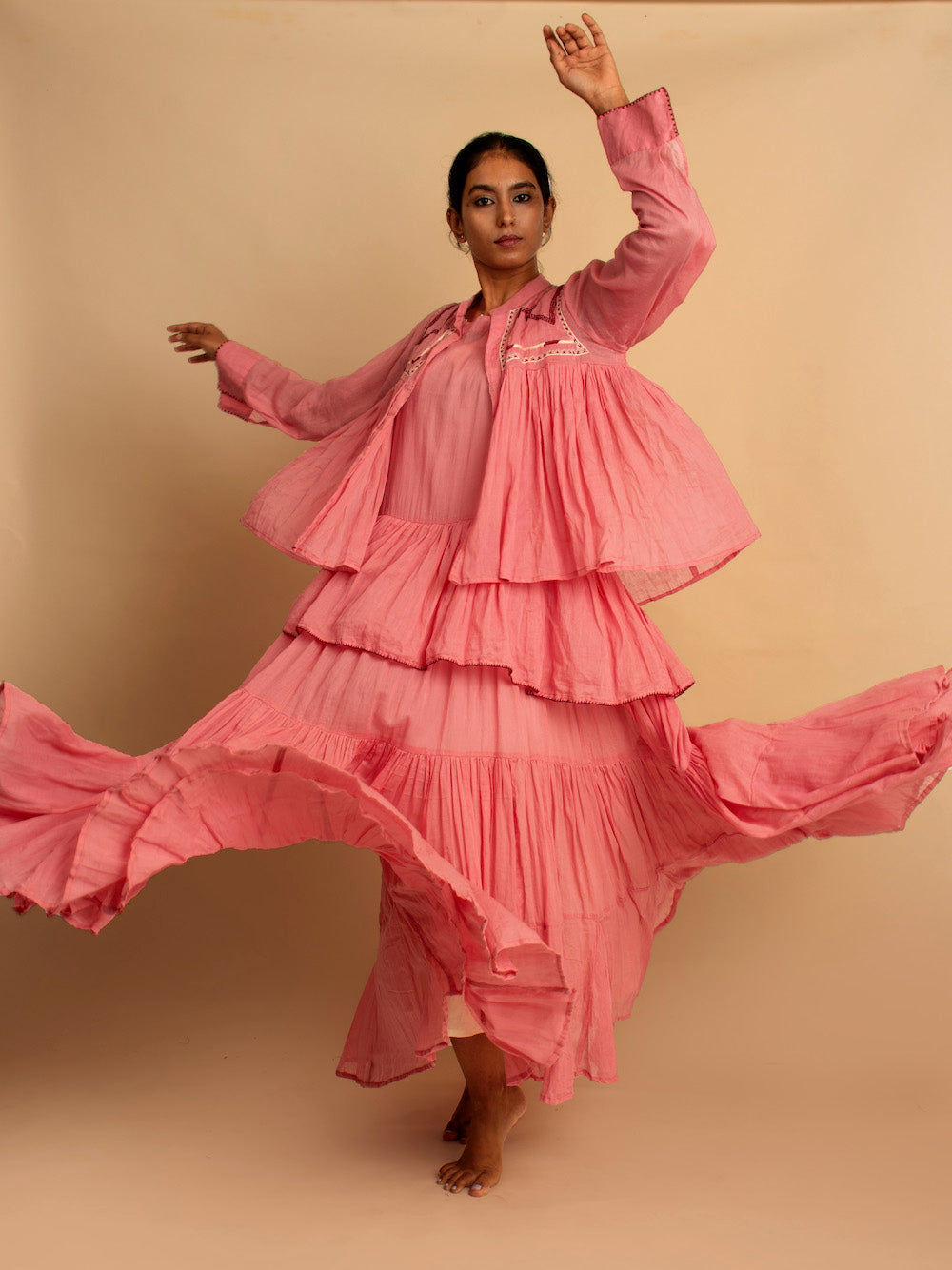 Gowda Set (Dress + Jacket) - Pink