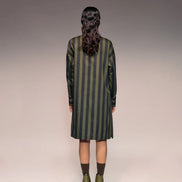 Green Black Stripe Shirt Dress
