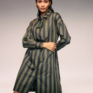 Green Black Stripe Shirt Dress