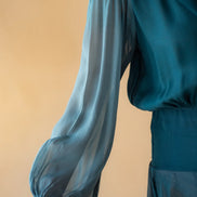 Green and Blue Georgette Ombre Short Dress