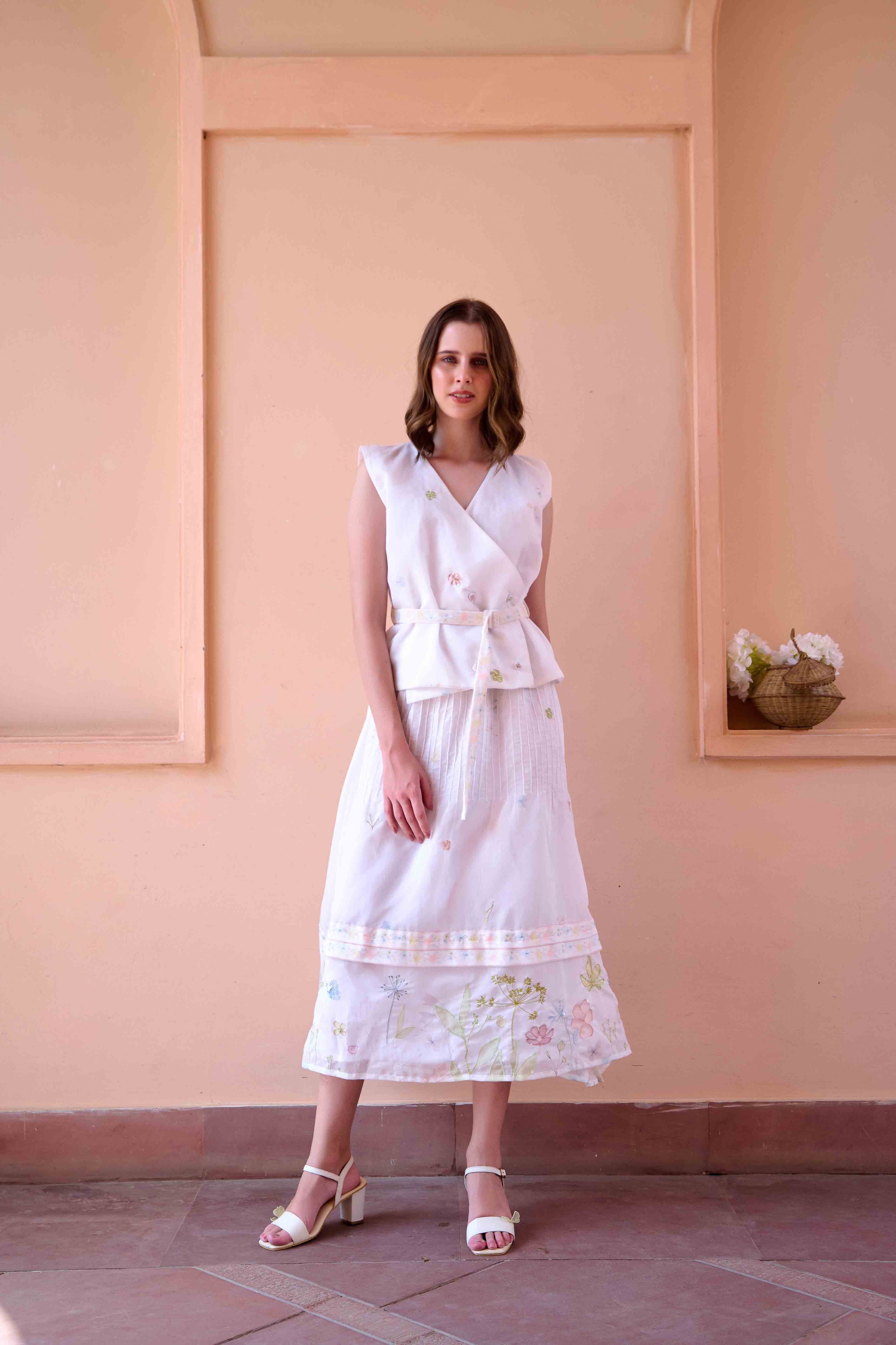 Jim Top and Skirt Set - White