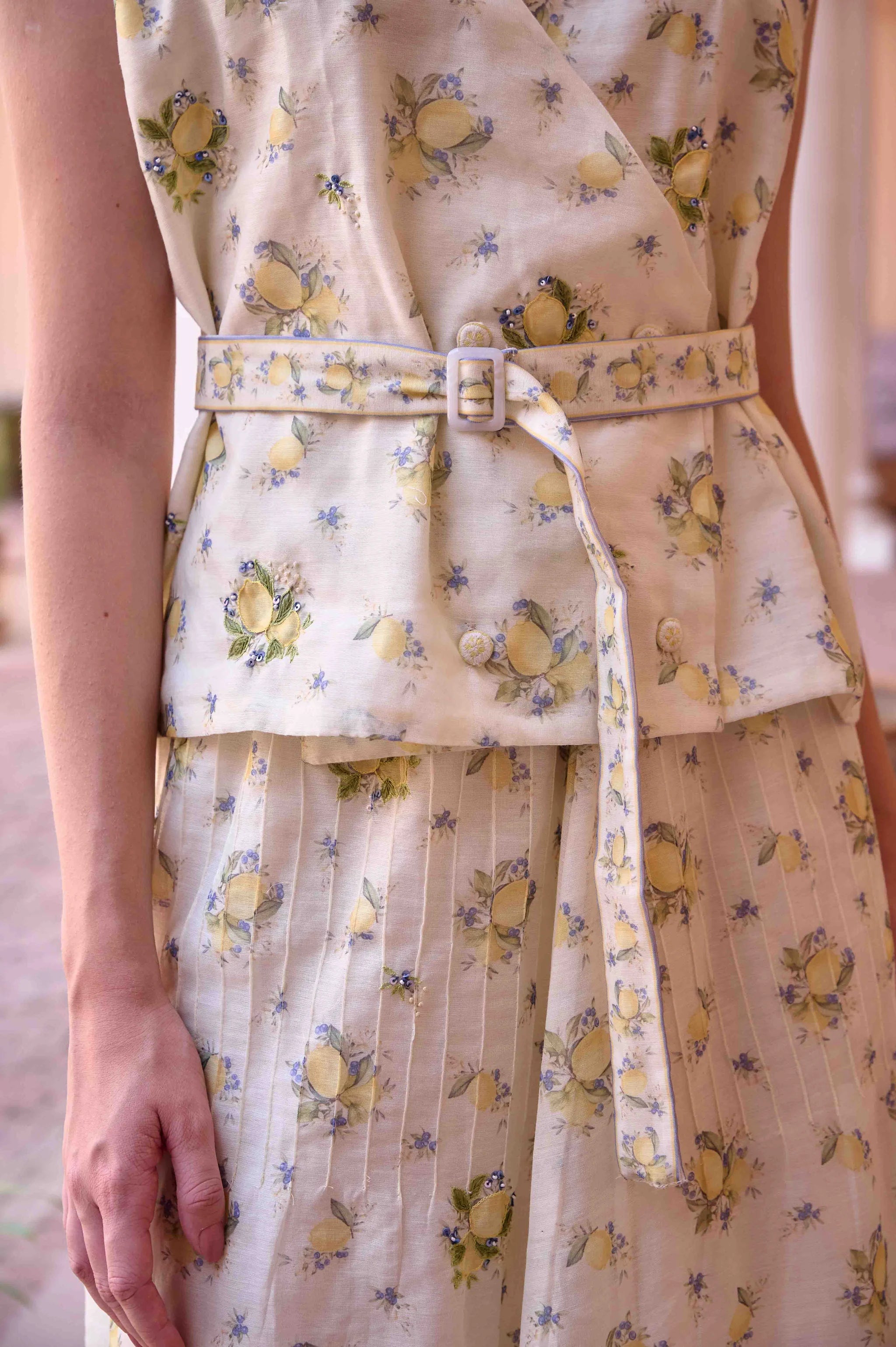 Jim Top and Skirt Set - Lemon Yellow Printed