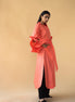 Lawn Coat with Frilled Sleeve in Pastel Orange Color