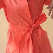 Lawn Coat with Frilled Sleeve in Pastel Orange Color
