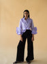 Lawn Shirt with Frilled Sleeve in Lilac Color