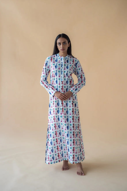 Long Dress in Vase Print
