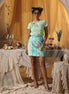 Mint knit Floral applique tee shirt