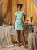 Mint knit Floral applique tee shirt
