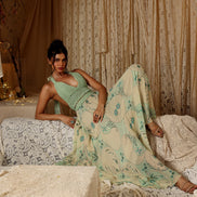 Mint Circle Print Crochet Bralette Maxi