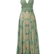 Mint Circle Print Crochet Bralette Maxi