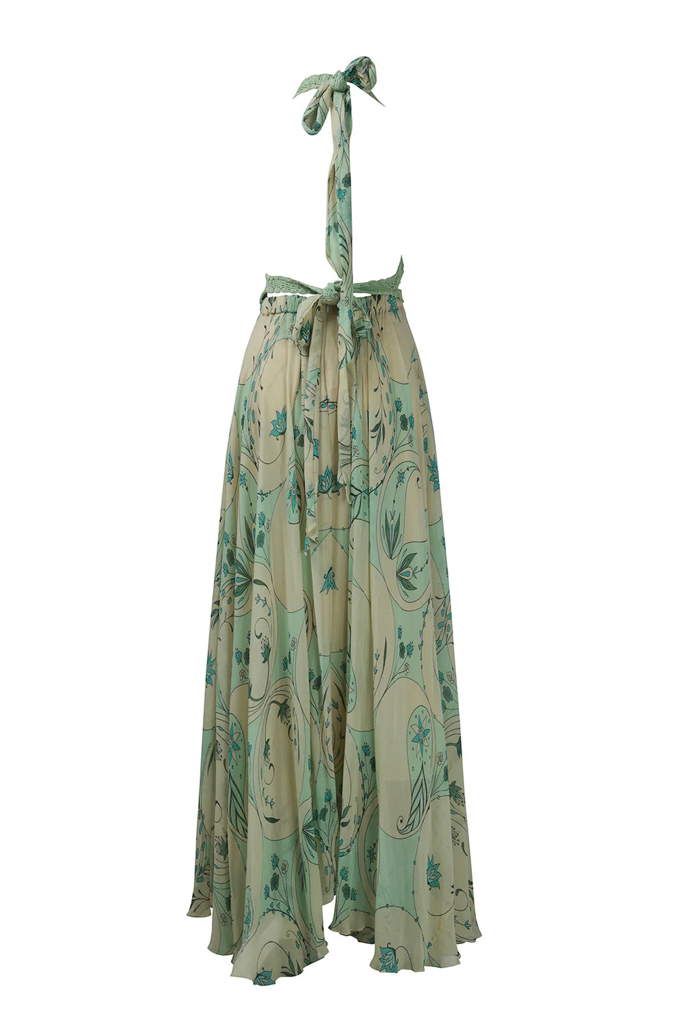 Mint Circle Print Crochet Bralette Maxi