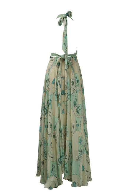 Mint Circle Print Crochet Bralette Maxi