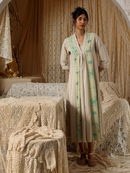 Mint Circle Stripe Panel Dress