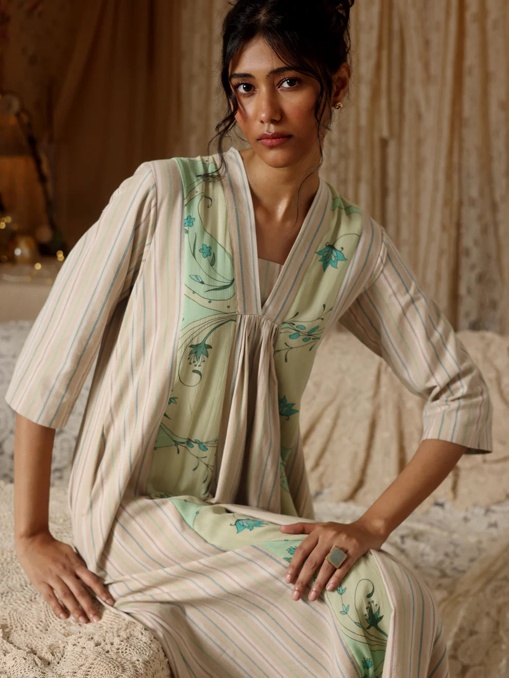 Mint Circle Stripe Panel Dress