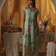 Mint Green Cotton Net Collared