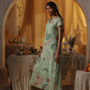Mint Green Cotton Net Collared
