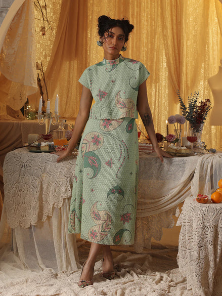 Mint Green Cotton Net Skirt Top