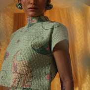 Mint Green Cotton Net Skirt Top