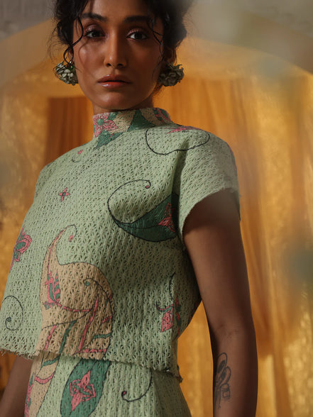 Mint Green Cotton Net Skirt Top