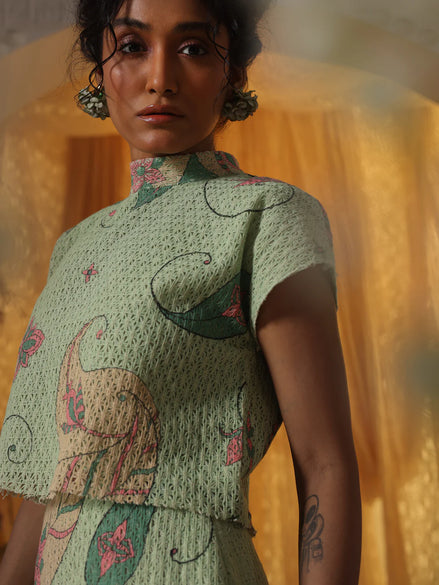 Mint Green Cotton Net Skirt Top