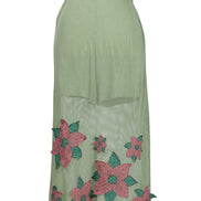 Mint Green Floral Applique Skirt