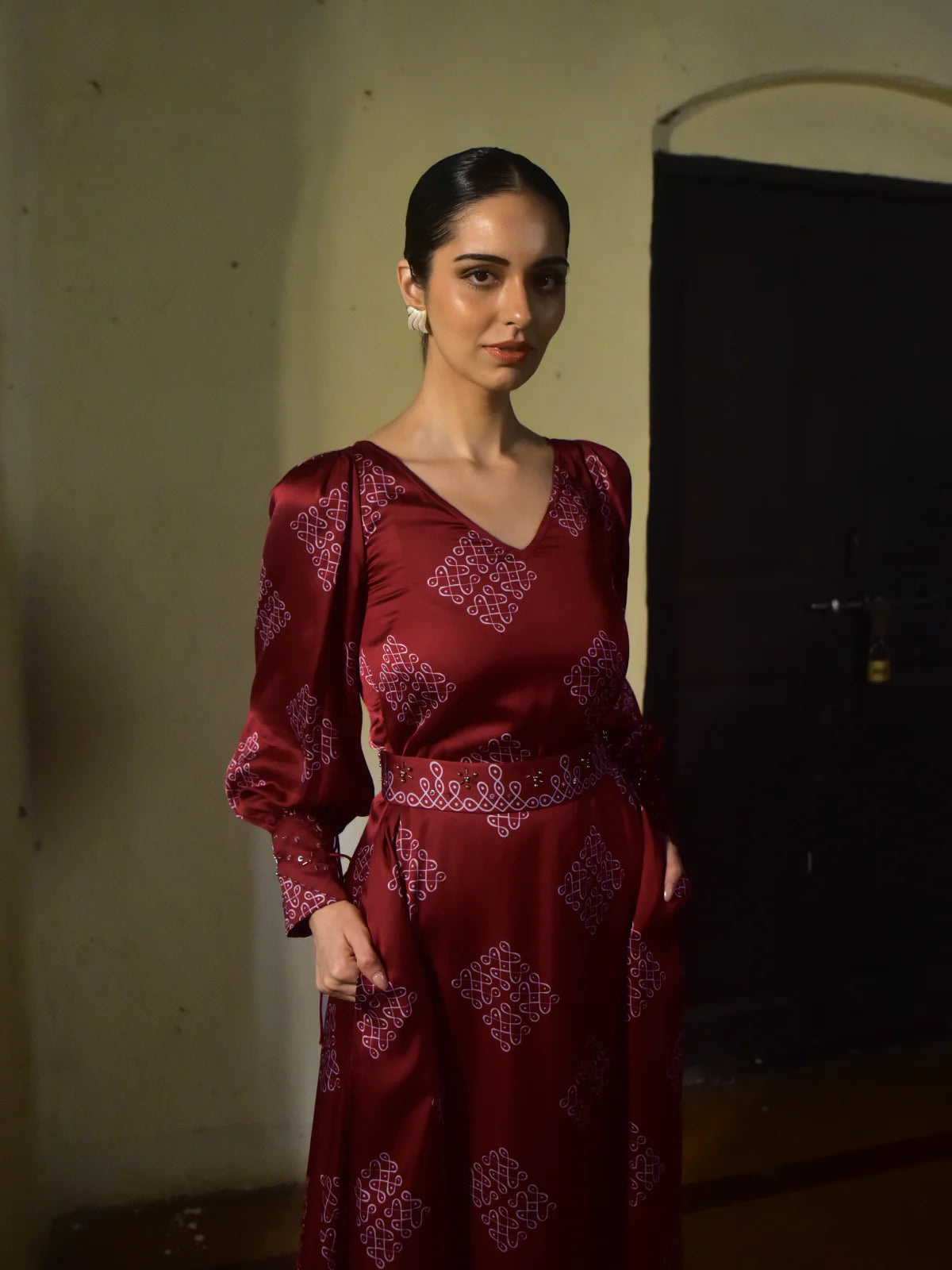 Mohna Modal Cuffed Dress with Belt