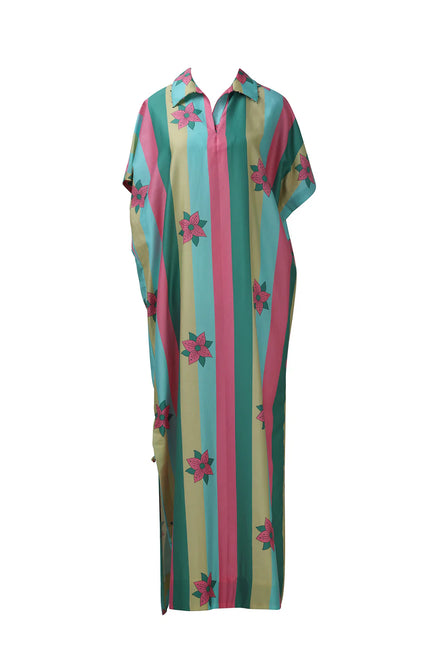 Multicolor Stripe Kaftan Dress