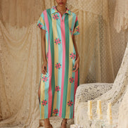 Multicolor Stripe Kaftan Dress