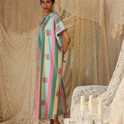 Multicolor Stripe Kaftan Dress