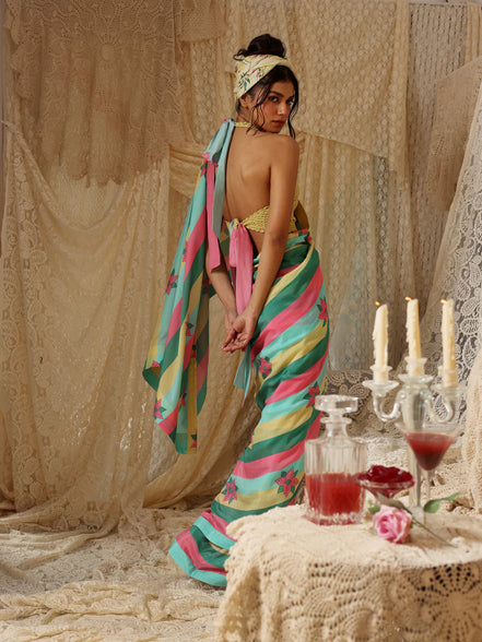 Multicolor Stripe Saree
