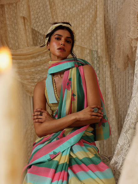 Multicolor Stripe Saree