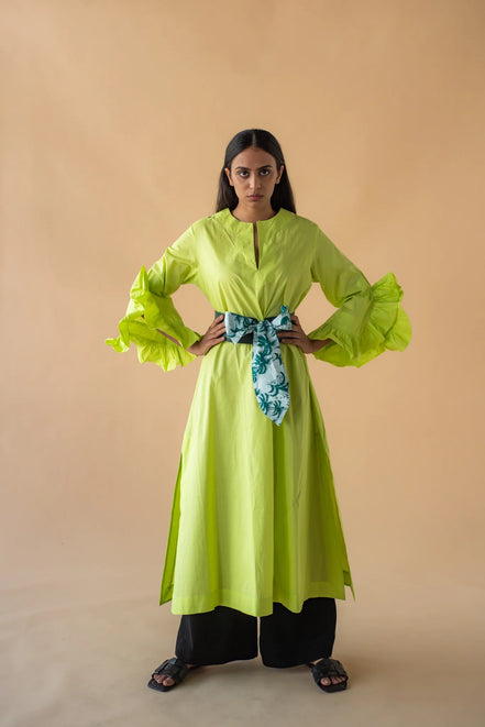 New Kaftan Cotton Lawn with Frilled Sleeve