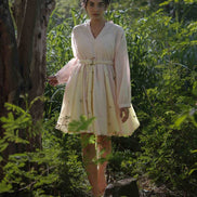 Nima Dress - Beige and Yellow