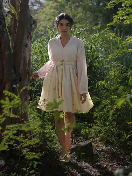 Nima Dress - Beige and Yellow