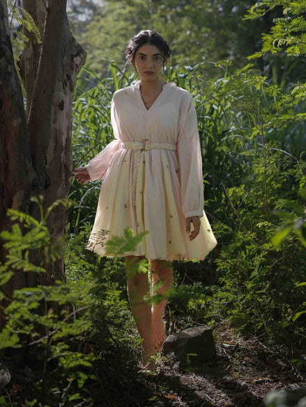 Nima Dress - Beige and Yellow