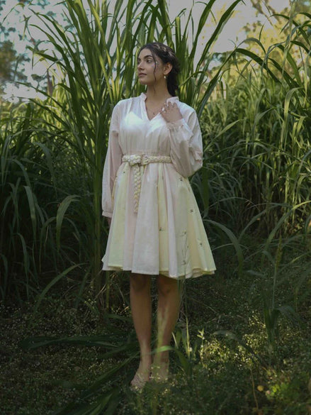 Nima Dress - Beige and Yellow