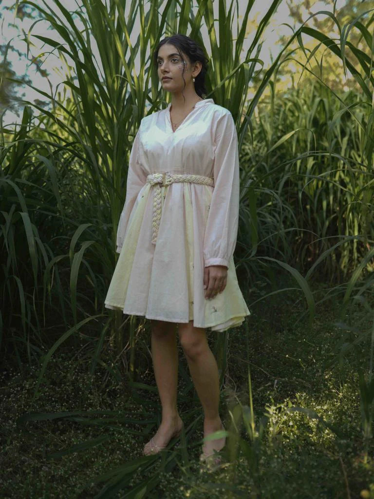 Nima Dress - Beige and Yellow