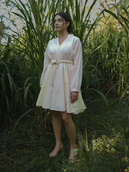 Nima Dress - Beige and Yellow