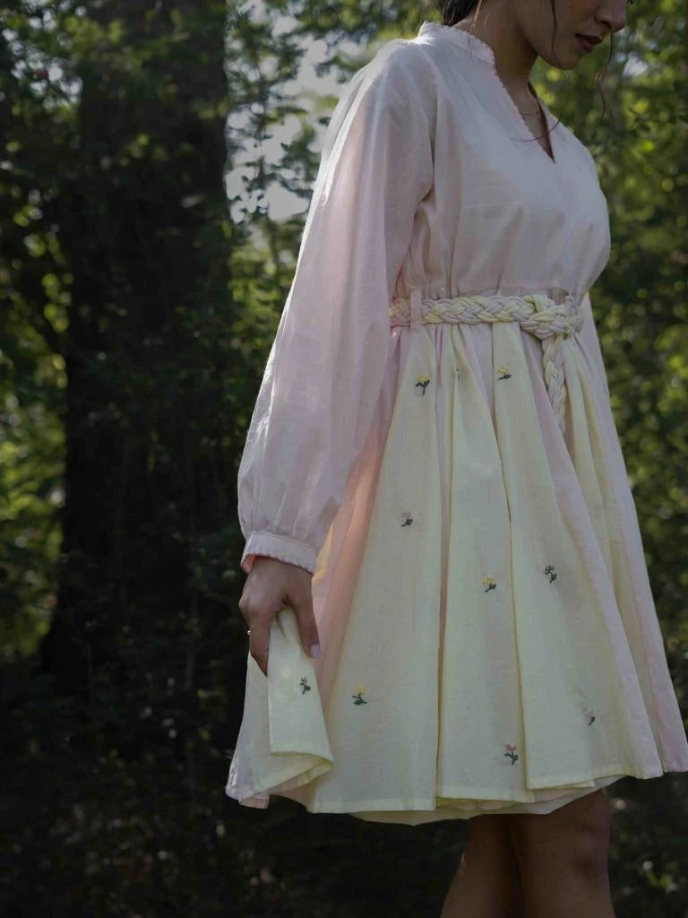Nima Dress - Beige and Yellow